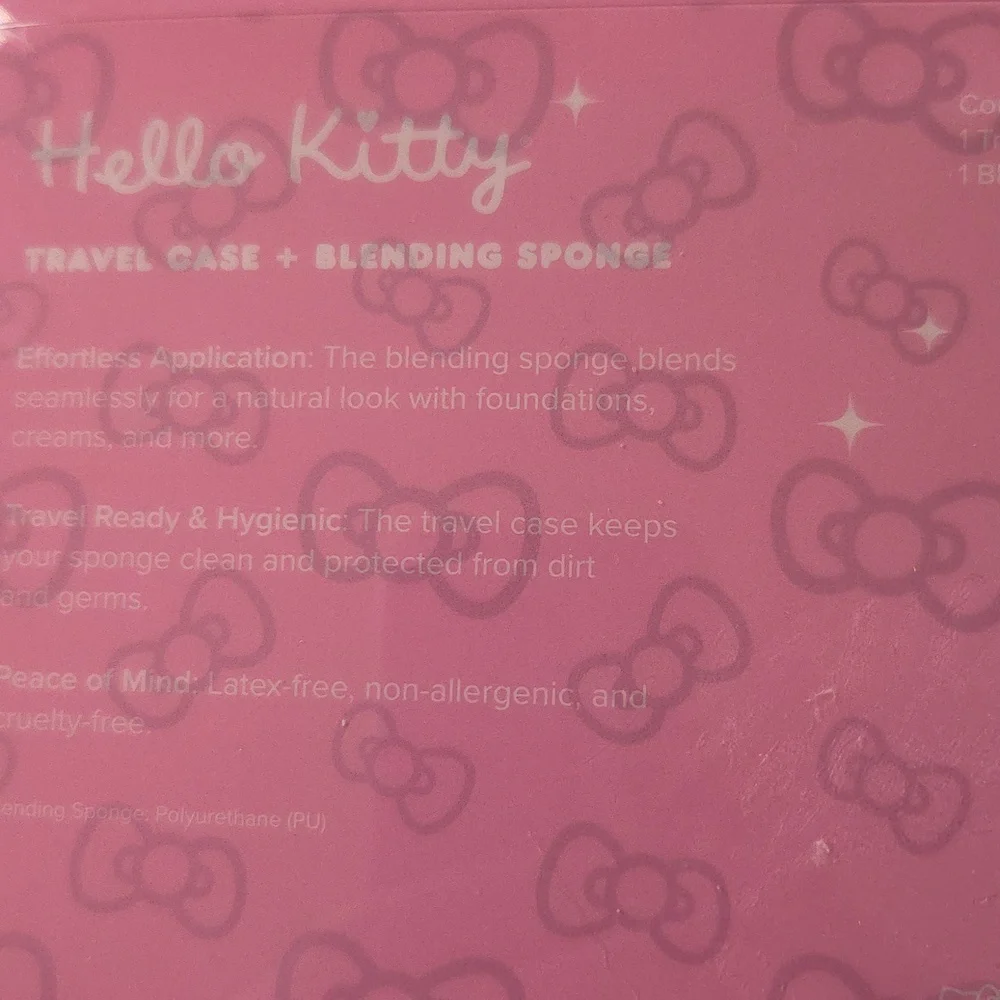 Hello Kitty Pink Travel Case with Blending Sponge Choice: Pink Or Red